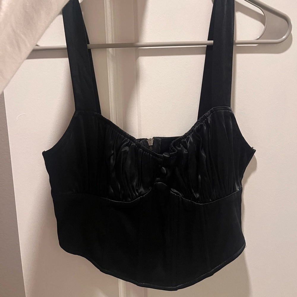 Zara Satin/Silk Corset Black Top
